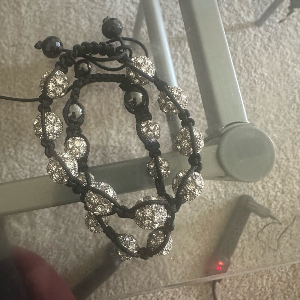 Black and Silver Beaded Jewelry Bracelet